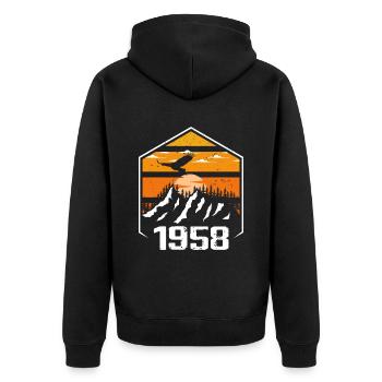 Anniversaire 1958 Millésime 1958 Fabriqué en 1958 - Veste à capuche bio Premium Unisexe - noir - Dos - Nico (187cm)