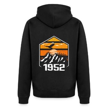 Geburtstag 1952 Jahrgang 1952 Hergestellt im Jahr 1952 - Unisex Premium Bio Zip Hoodie - Schwarz - Hinten - Nico (187cm)