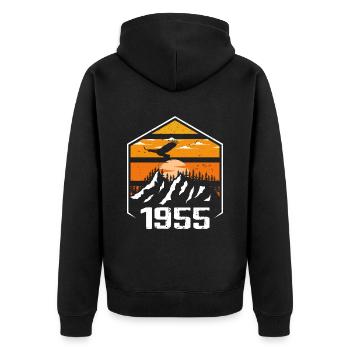 Anniversaire 1955 Millésime 1955 Fabriqué en 1955 - Veste à capuche bio Premium Unisexe - noir - Dos - Nico (187cm)