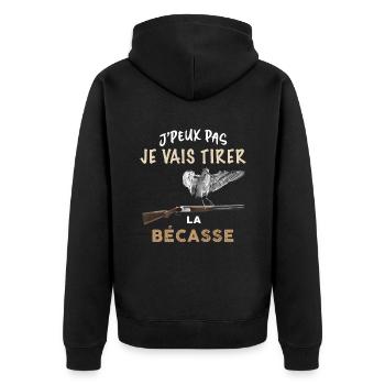 Chasseur tirer la becasse humour bécassier - Veste à capuche bio Premium Unisexe - noir - Dos - Nico (187cm)