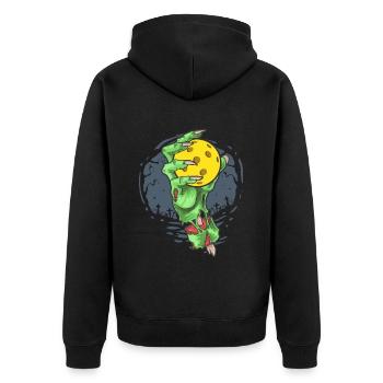 Pickleball Halloween Costume Zombie Pickleballer - Unisex Premium Organic Zip Hoodie - black - Back - Nico (187cm)