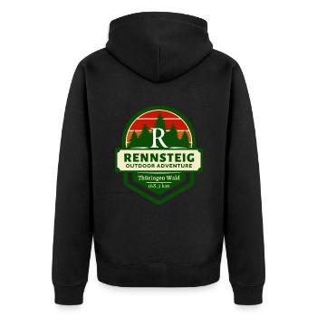 Rennsteig-Höhenweg des Thüringer Waldes - Unisex Premium Bio Zip Hoodie - Schwarz - Hinten - Nico (187cm)