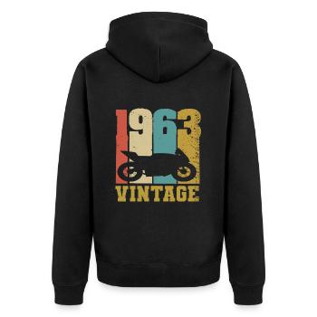 1963 motorcycle vintage - Unisex Premium Organic Zip Hoodie - black - Back - Nico (187cm)