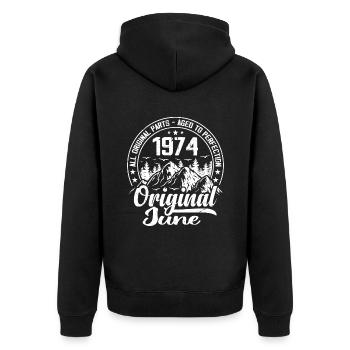 juin 1974 Original : 50 Ans Cadeau d'Anniversaire - Veste à capuche bio Premium Unisexe - noir - Dos - Nico (187cm)
