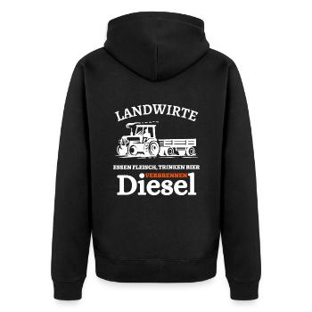 Landwirte- Essen Fleisch Trinken Bier ... - Unisex Premium Bio Zip Hoodie - Schwarz - Hinten - Nico (187cm)