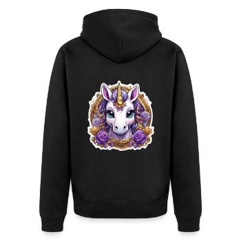 Licorne avec des Roses colorées - Licorne douce - Veste à capuche bio Premium Unisexe - noir - Dos - Nico (187cm)