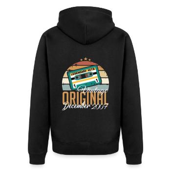 Dezember 2007 - Legenden Wurden 2007 Geboren - Unisex Premium Bio Zip Hoodie - Schwarz - Hinten - Nico (187cm)