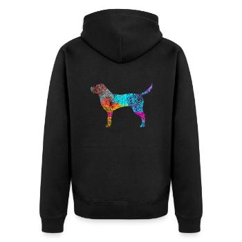 Labrador Retriever Flowers Geschenkidee - Unisex Premium Bio Zip Hoodie - Schwarz - Hinten - Nico (187cm)