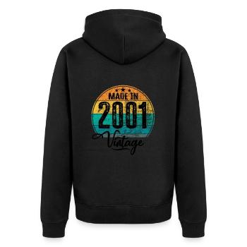 Millésime Fabriqué en 2001 Année de naissance 2001 Anniversaire - Veste à capuche bio Premium Unisexe - noir - Dos - Nico (187cm)