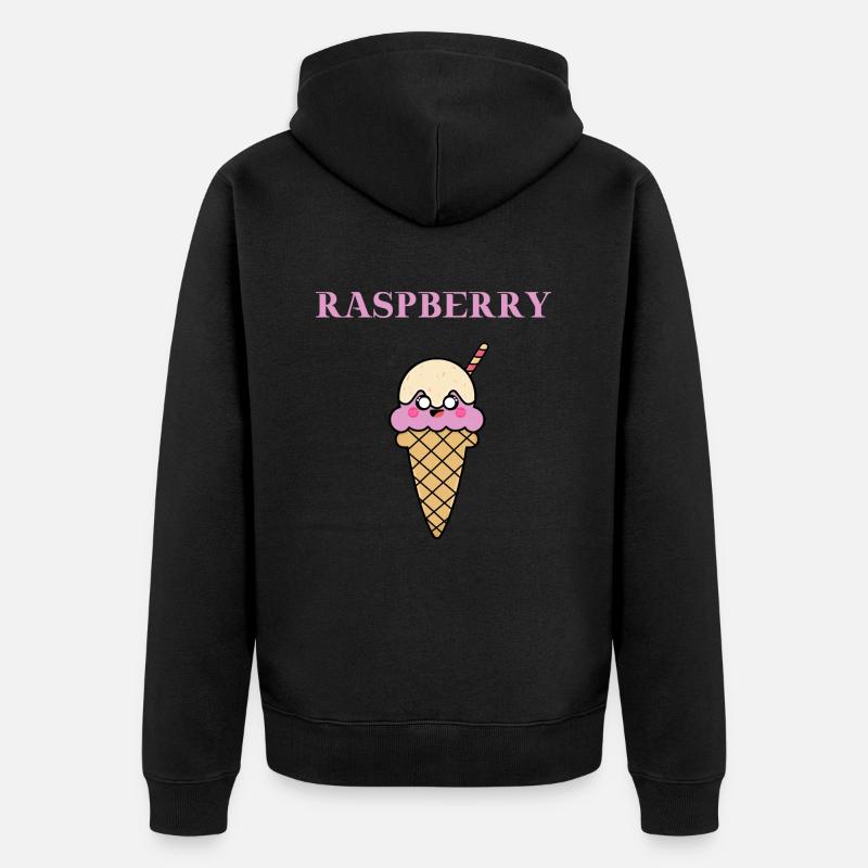Raspberry Himbeer Eis Eiscreme Geschenkidee süß - Unisex Premium Bio Zip Hoodie - Schwarz