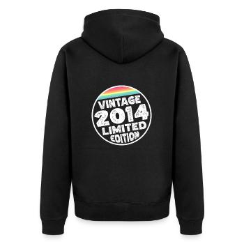 Vintage 2014 Geburtstag Geschenk Kinderparty - Unisex Premium Bio Zip Hoodie - Schwarz - Hinten - Nico (187cm)