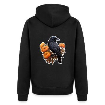 Corbeau sur fleur buisson Halloween automne - Veste à capuche bio Premium Unisexe - noir - Dos - Nico (187cm)