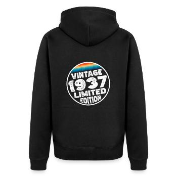 Limited Edition since 1937 Birthday Gift - Unisex Premium Organic Zip Hoodie - black - Back - Nico (187cm)