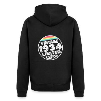 Cadeau d’anniversaire en édition limitée depuis 1934 - Veste à capuche bio Premium Unisexe - noir - Dos - Nico (187cm)