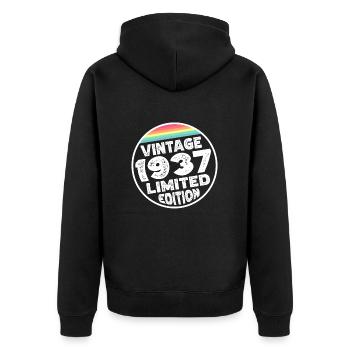 Limited Edition since 1937 Birthday Gift - Unisex Premium Organic Zip Hoodie - black - Back - Nico (187cm)