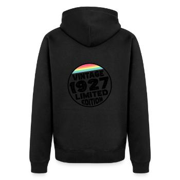 Limited Edition since 1927 Geburtstag Geschenk - Unisex Premium Bio Zip Hoodie - Schwarz - Hinten - Nico (187cm)