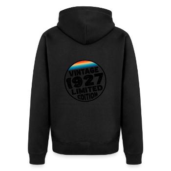 Limited Edition since 1927 Geburtstag Geschenk - Unisex Premium Bio Zip Hoodie - Schwarz - Hinten - Nico (187cm)