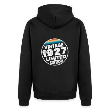 Limited Edition since 1927 Geburtstag Geschenk - Unisex Premium Bio Zip Hoodie - Schwarz - Hinten - Nico (187cm)