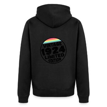 Limited Edition since 1924 Geburtstag Geschenk - Unisex Premium Bio Zip Hoodie - Schwarz - Hinten - Nico (187cm)