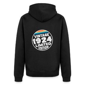 Limited Edition since 1924 Geburtstag Geschenk - Unisex Premium Bio Zip Hoodie - Schwarz - Hinten - Nico (187cm)