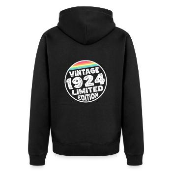 Limited Edition since 1924 Geburtstag Geschenk - Unisex Premium Bio Zip Hoodie - Schwarz - Hinten - Nico (187cm)