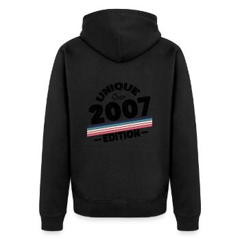 Unique depuis 2007 Edition Anniversaire Millésime 2007 - Veste à capuche bio Premium Unisexe - noir - Dos - Nico (187cm)