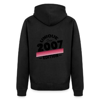 Unique depuis 2007 Edition Anniversaire Millésime 2007 - Veste à capuche bio Premium Unisexe - noir - Dos - Nico (187cm)