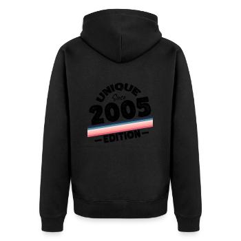 Unique depuis 2005 Edition Anniversaire Millésime 2005 - Veste à capuche bio Premium Unisexe - noir - Dos - Nico (187cm)