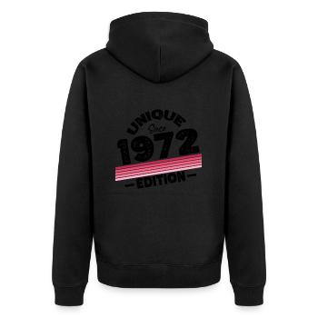 Unique depuis 1972 Edition Anniversaire Millésime 1972 - Veste à capuche bio Premium Unisexe - noir - Dos - Nico (187cm)