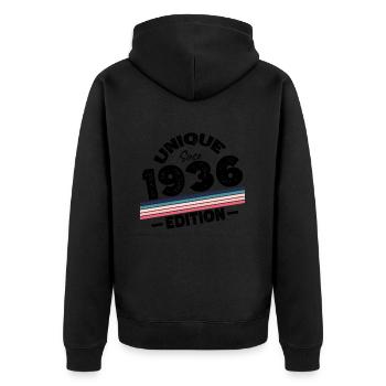 Unique depuis 1937 Edition Anniversaire Millésime 1937 - Veste à capuche bio Premium Unisexe - noir - Dos - Nico (187cm)