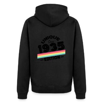 Unique depuis 1935 Edition Anniversaire Millésime 1935 - Veste à capuche bio Premium Unisexe - noir - Dos - Nico (187cm)
