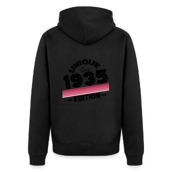 Unique depuis 1935 Edition Anniversaire Millésime 1935 - Veste à capuche bio Premium Unisexe - noir - Dos - Nico (187cm)