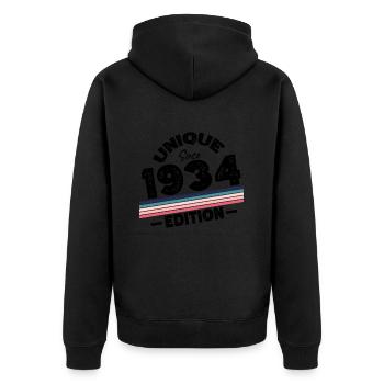 Unique depuis 1934 Edition Anniversaire Millésime 1934 - Veste à capuche bio Premium Unisexe - noir - Dos - Nico (187cm)