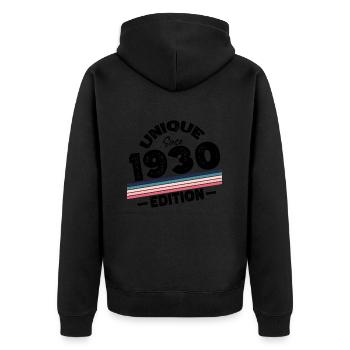 Unique depuis les années 1930 édition anniversaire Vintage des années 1930 - Veste à capuche bio Premium Unisexe - noir - Dos - Nico (187cm)