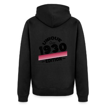 Unique depuis les années 1930 édition anniversaire Vintage des années 1930 - Veste à capuche bio Premium Unisexe - noir - Dos - Nico (187cm)