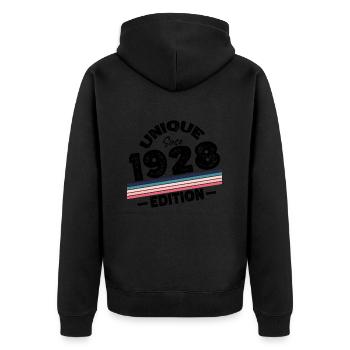 Unique depuis 1928 Edition Anniversaire Millésime 1928 - Veste à capuche bio Premium Unisexe - noir - Dos - Nico (187cm)