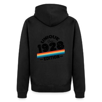 Unique Since 1928 Edition Birthday Vintage 1928 - Unisex Premium Organic Zip Hoodie - black - Back - Nico (187cm)