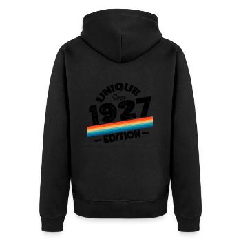 Unique seit 1927 Edition Geburtstag Vintage 1927 - Unisex Premium Bio Zip Hoodie - Schwarz - Hinten - Nico (187cm)