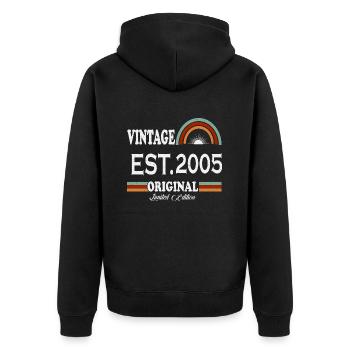 2005 vintage vintage cadeau d’anniversaire rétro - Veste à capuche bio Premium Unisexe - noir - Dos - Nico (187cm)
