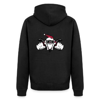 Weihnachtsmann auf Motorrad - Unisex Premium Bio Zip Hoodie - Schwarz - Hinten - Nico (187cm)