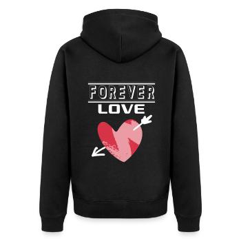 Liebe Forever I Love You Herz Hearts Wahre Liebe - Unisex Premium Bio Zip Hoodie - Schwarz - Hinten - Nico (187cm)