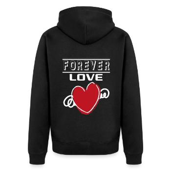 Liebe Forever I Love You Herz Hearts Wahre Liebe - Unisex Premium Bio Zip Hoodie - Schwarz - Hinten - Nico (187cm)