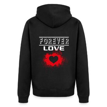 Liebe Forever I Love You Herz Hearts Wahre Liebe - Unisex Premium Bio Zip Hoodie - Schwarz - Hinten - Nico (187cm)