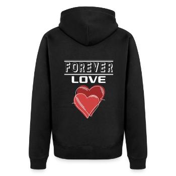 Liebe Forever I Love You Herz Hearts Wahre Liebe - Unisex Premium Bio Zip Hoodie - Schwarz - Hinten - Nico (187cm)