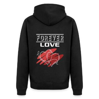 Liebe Forever I Love You Herz Hearts Wahre Liebe - Unisex Premium Bio Zip Hoodie - Schwarz - Hinten - Nico (187cm)