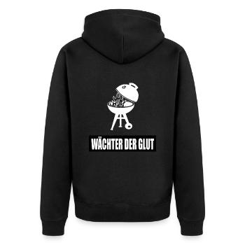 BBQ - Unisex Premium Bio Zip Hoodie - Schwarz - Hinten - Nico (187cm)