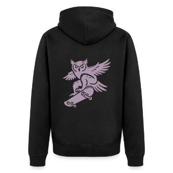 Schneeeule Skateboard Silhouette Minimalistischer - Unisex Premium Bio Zip Hoodie - Schwarz - Hinten - Nico (187cm)