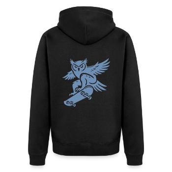 Schneeeule Skateboard Silhouette Minimalistischer - Unisex Premium Bio Zip Hoodie - Schwarz - Hinten - Nico (187cm)