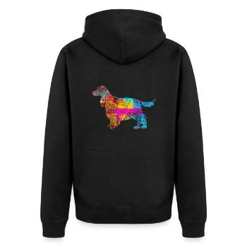 Cocker Spaniel Flowers - Unisex Premium Bio Zip Hoodie - Schwarz - Hinten - Nico (187cm)