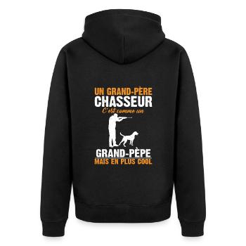 Grand-père Chasseur Anniversaire Cadeau Cool Noël - Veste à capuche bio Premium Unisexe - noir - Dos - Nico (187cm)